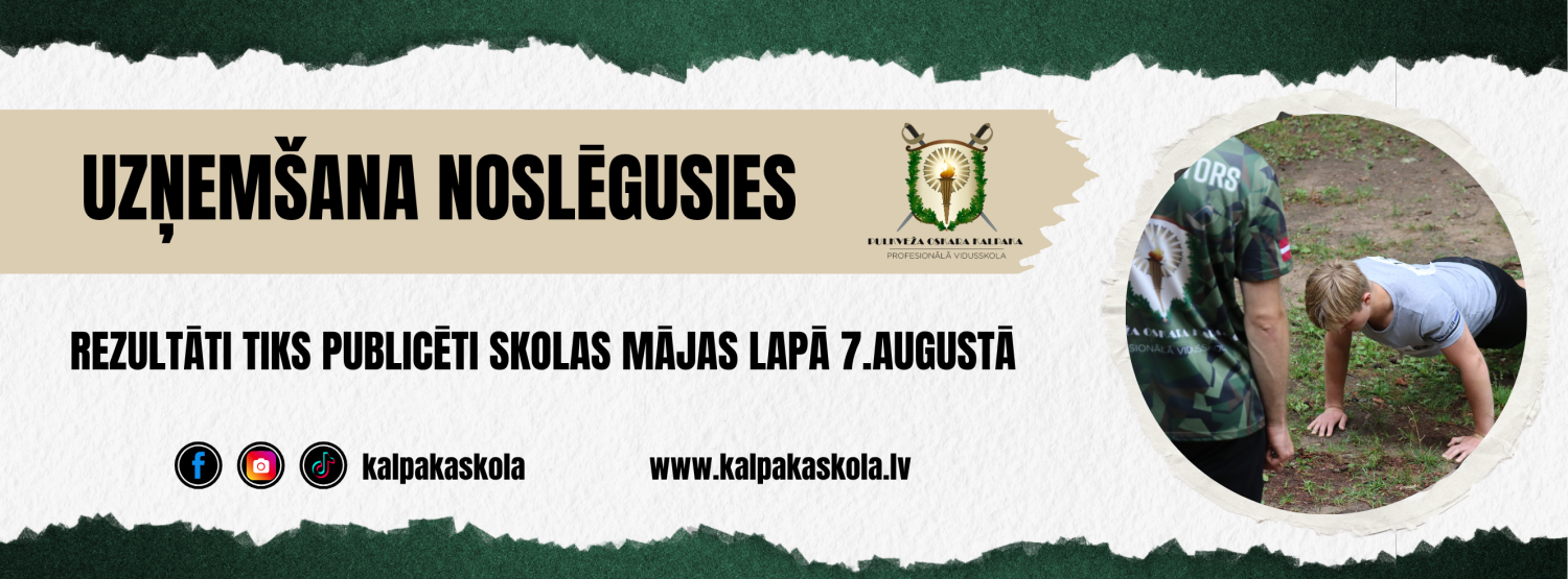 Uzņemšana noslēgusies baneris